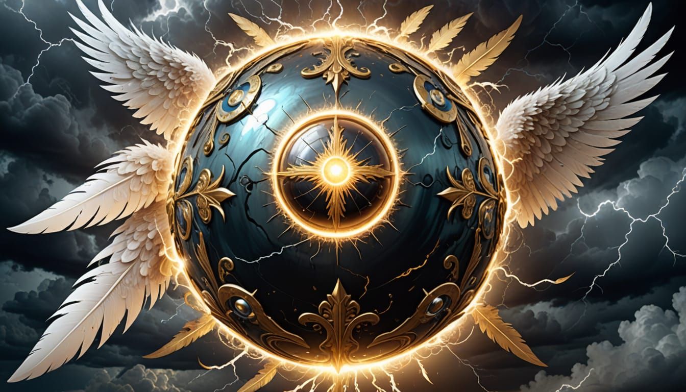 Mystical Flesh Orb Descends with Wings and Eyes