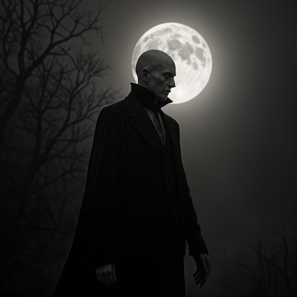 Nosferatu in Shadows Under a Large Moon