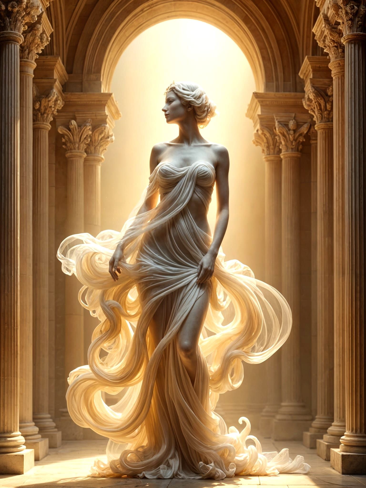 Marble Sculpture of Aphrodite in Ancient Temple