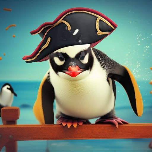 Baby Penguin Pirate on a Broken Ship: Splash Art