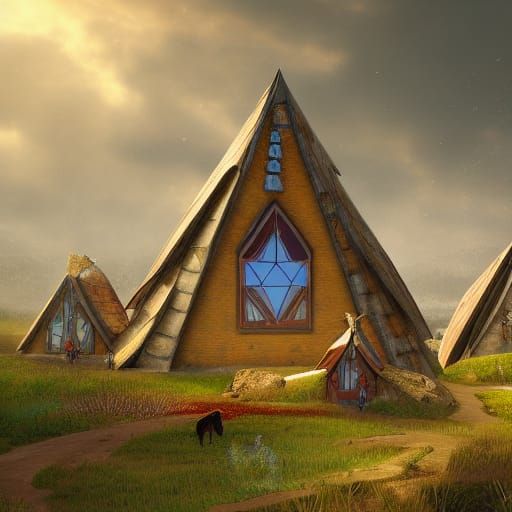 Prairie Geomancer Village: Detailed Matte Painting