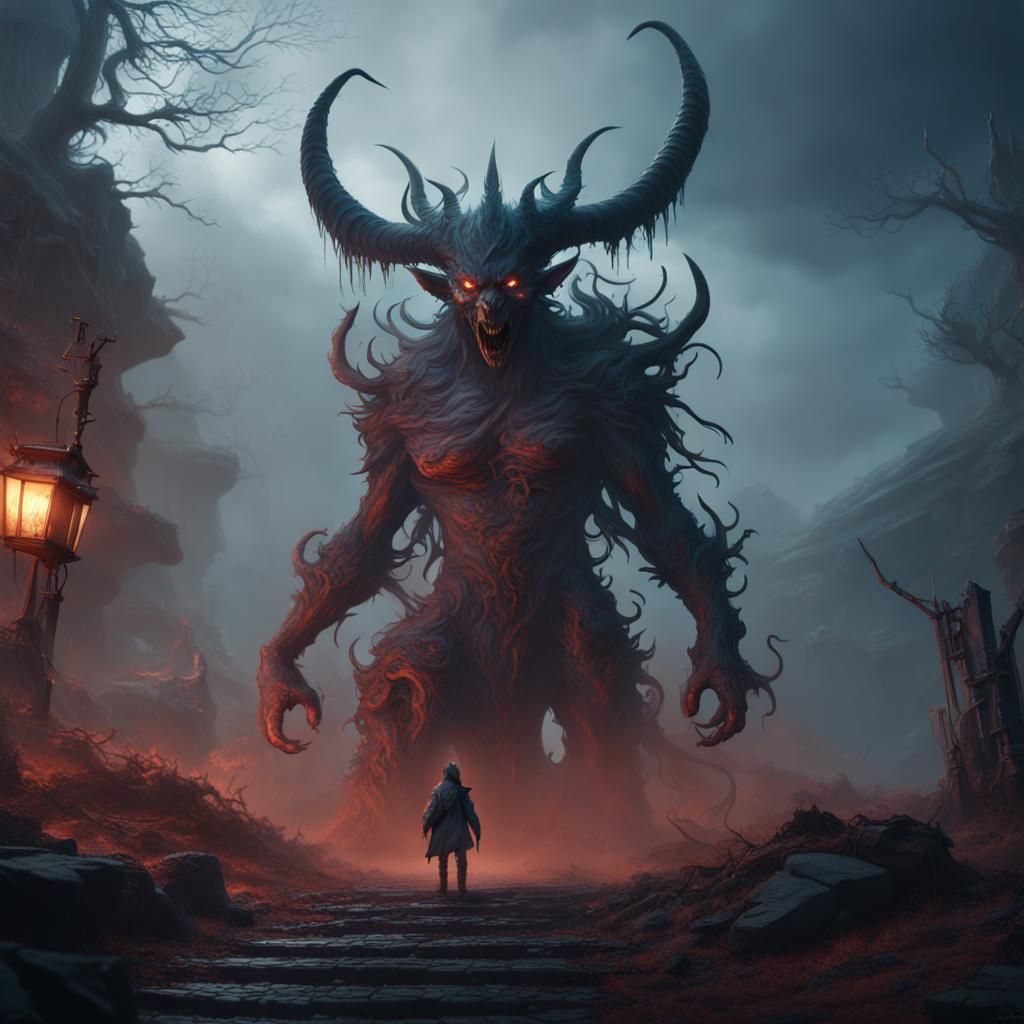 Demon Emerges from Mist: Fantasy Concept Art