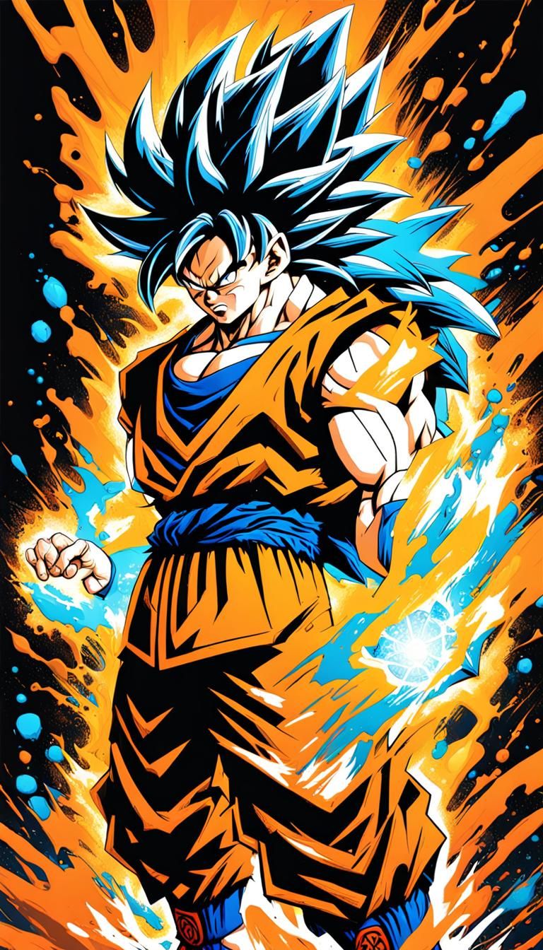 Goku SSJ4 Ultra Instinct Graffiti Art Fusion
