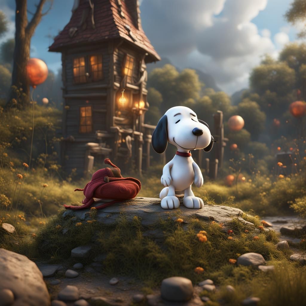 Fantastical Snoopy in Detailed Matte Painting