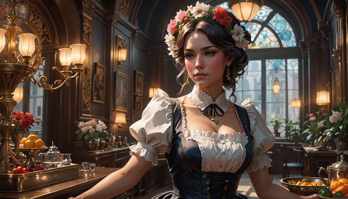 Maid at Apartment: Hyperdetailed Concept Art