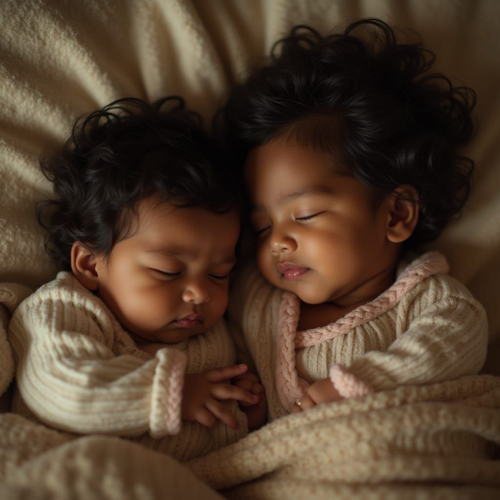 Children Sleeping Peacefully in Cozy Pajamas