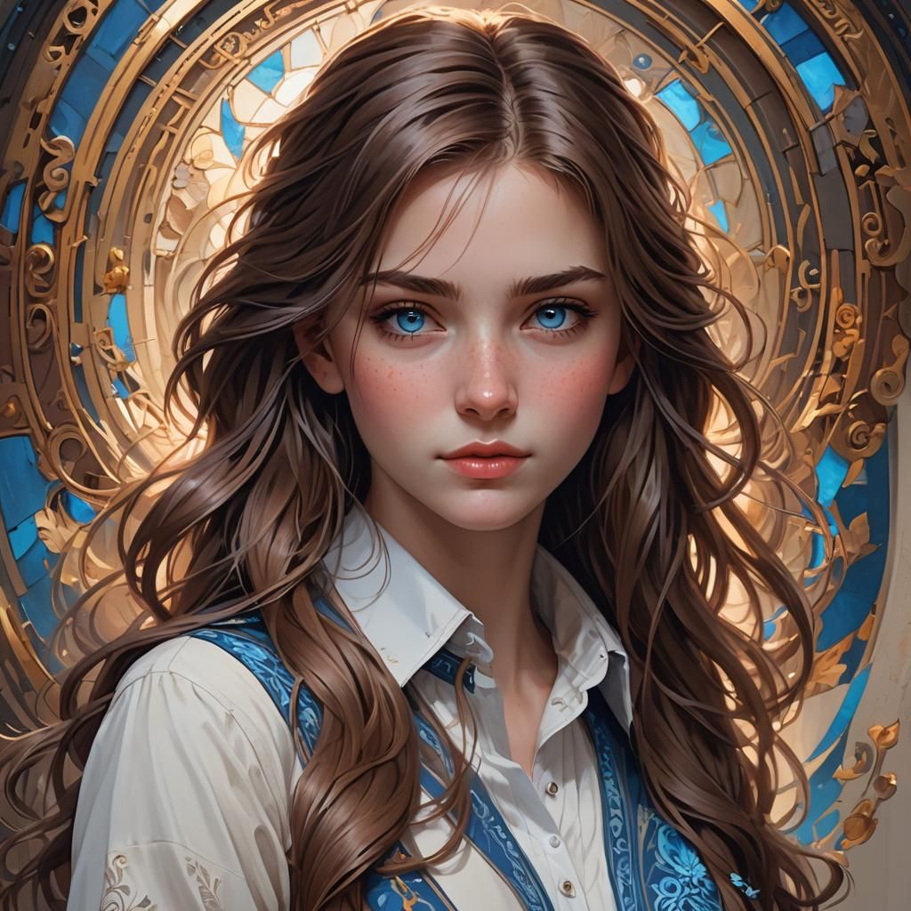 Portrait of a Polish Girl in Digital Art Style