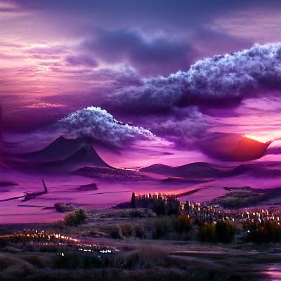Purple Sunset Matte Painting