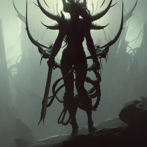 Demon Game Boss in Dark Fantasy Style