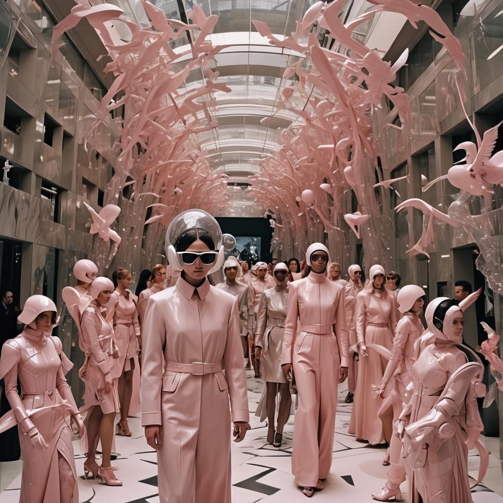 Cybernetic Angels Falling in Futuristic Cyberpunk Style