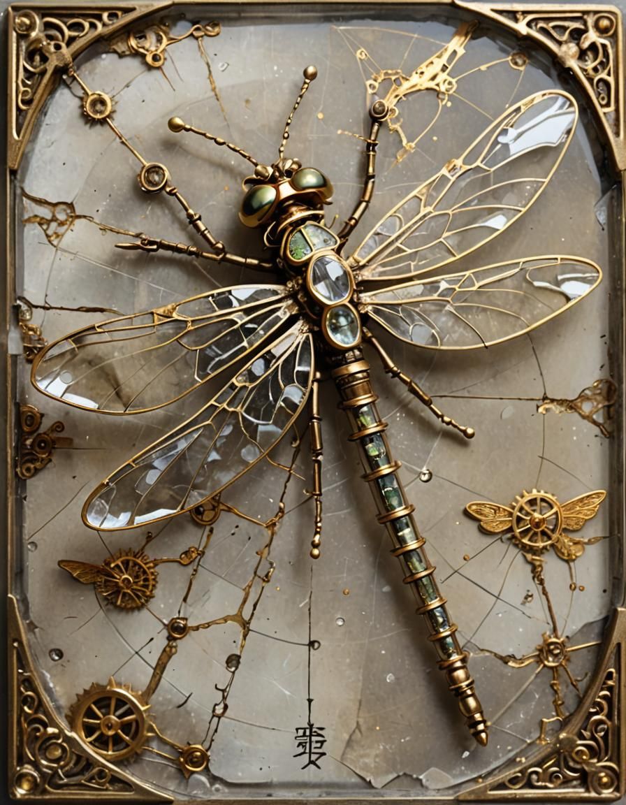 Steampunk Dragonfly with Crystal Wings