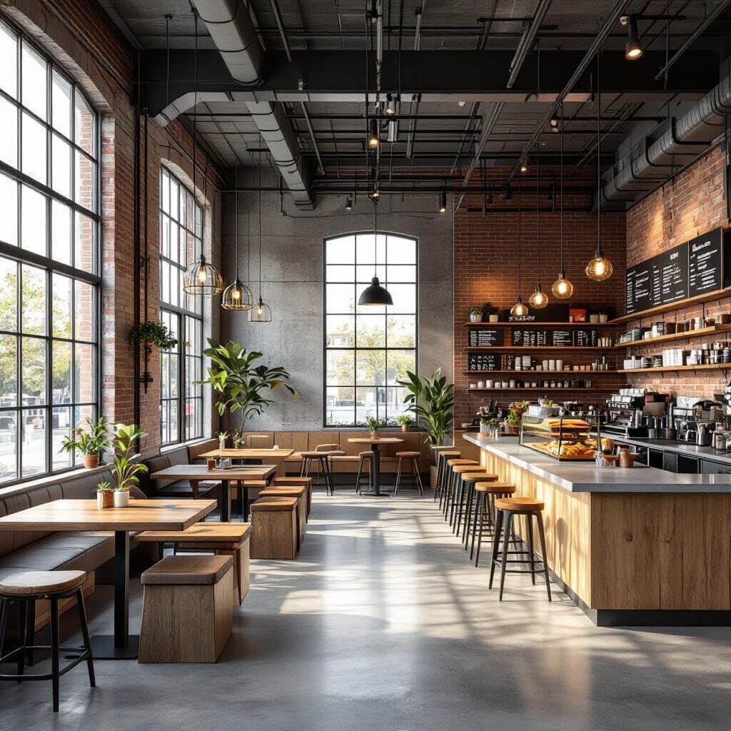 Modern Industrial Cafe Interior Design