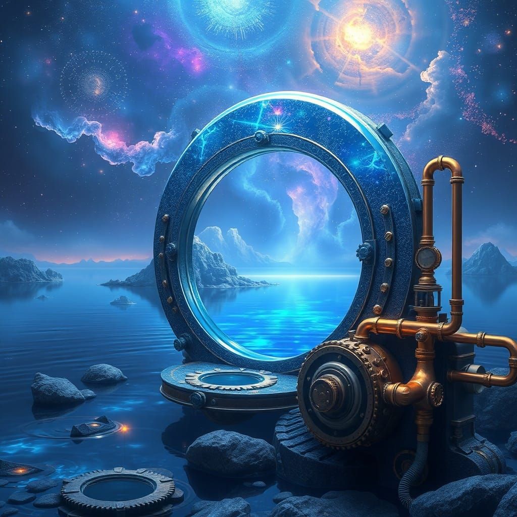 Blue Lake Fantasy Portal: A Cosmic Steampunk Dream