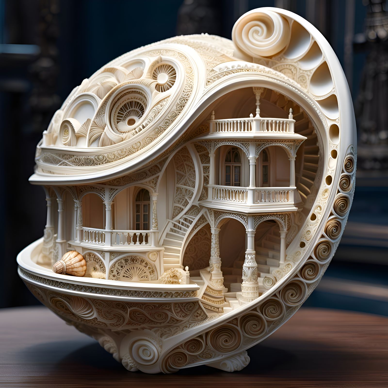 Shell House Sculpture: Fantasy Art in High Detail