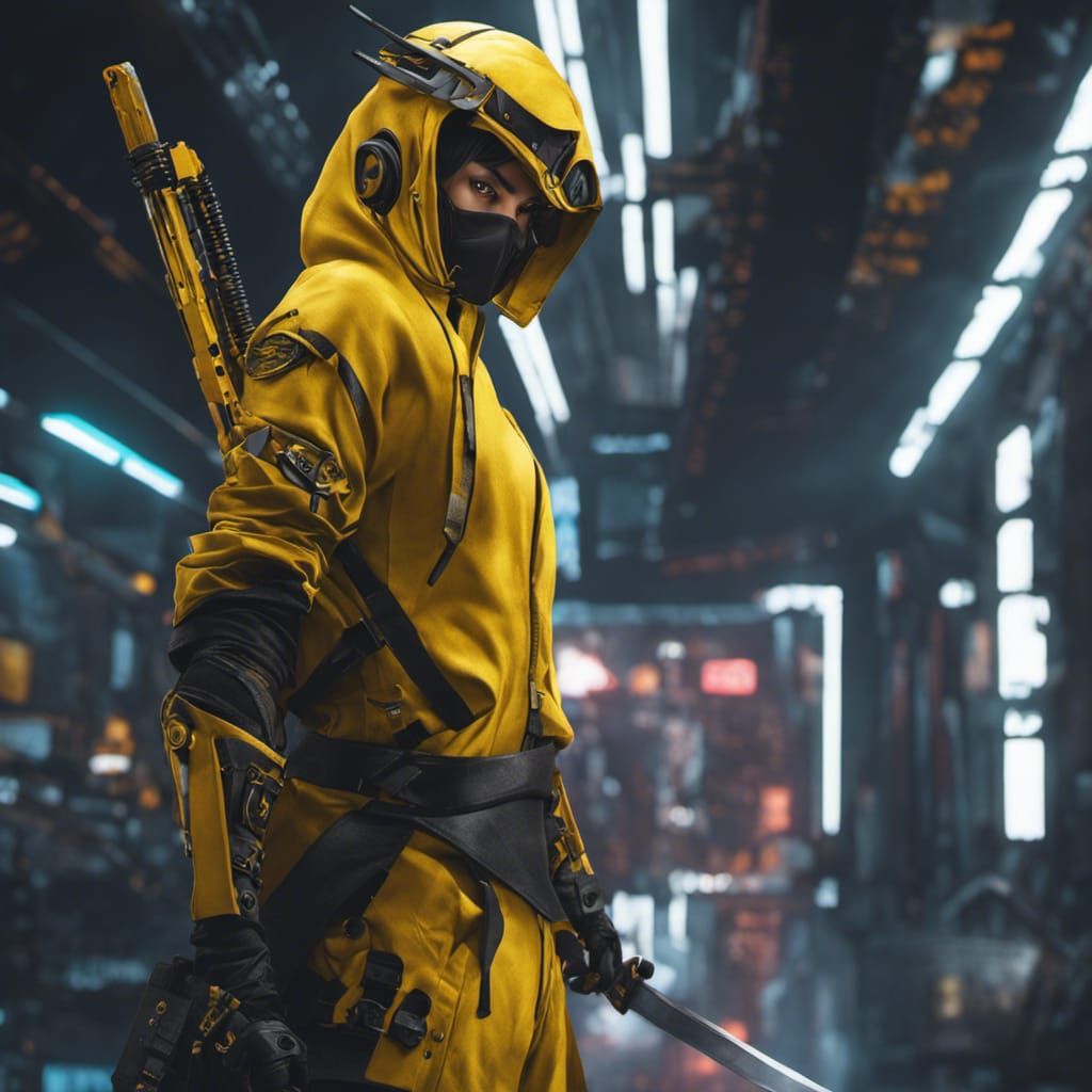 Futuristic Cyberpunk Ninja Action Scene