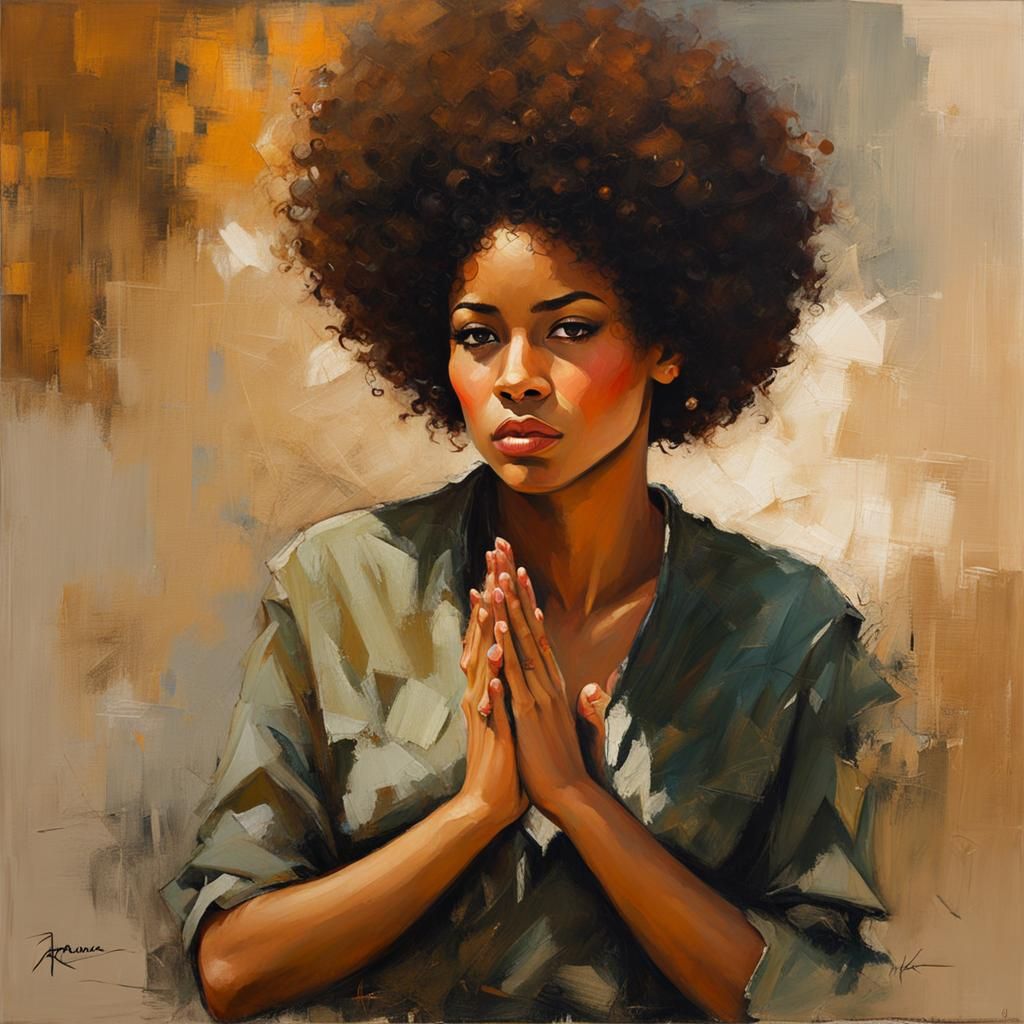 Beautiful Cuban Woman Portrait in Impressionist Oil Painting