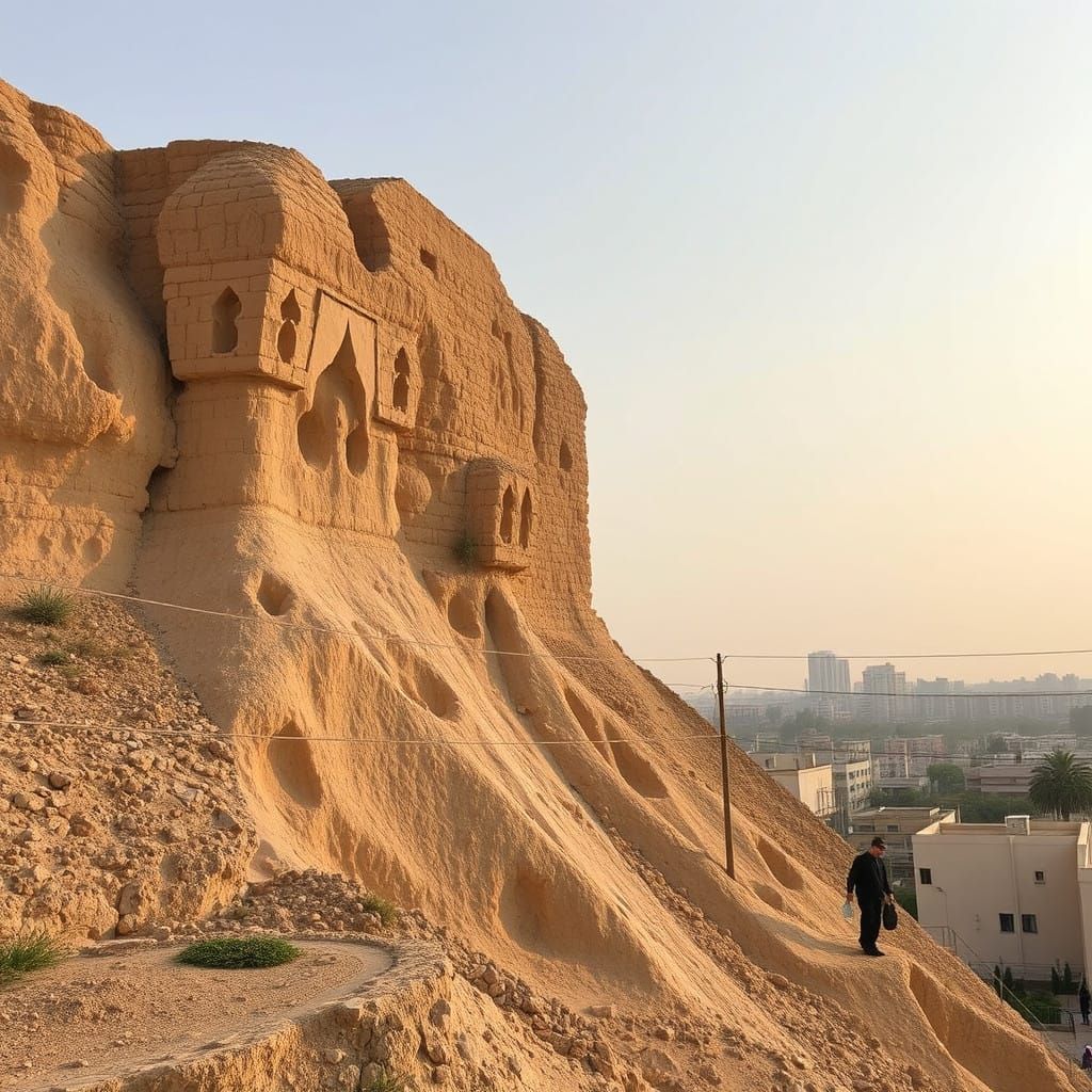 Modern Orthodox Jewish Artist in Thought with Sculpture of Y...