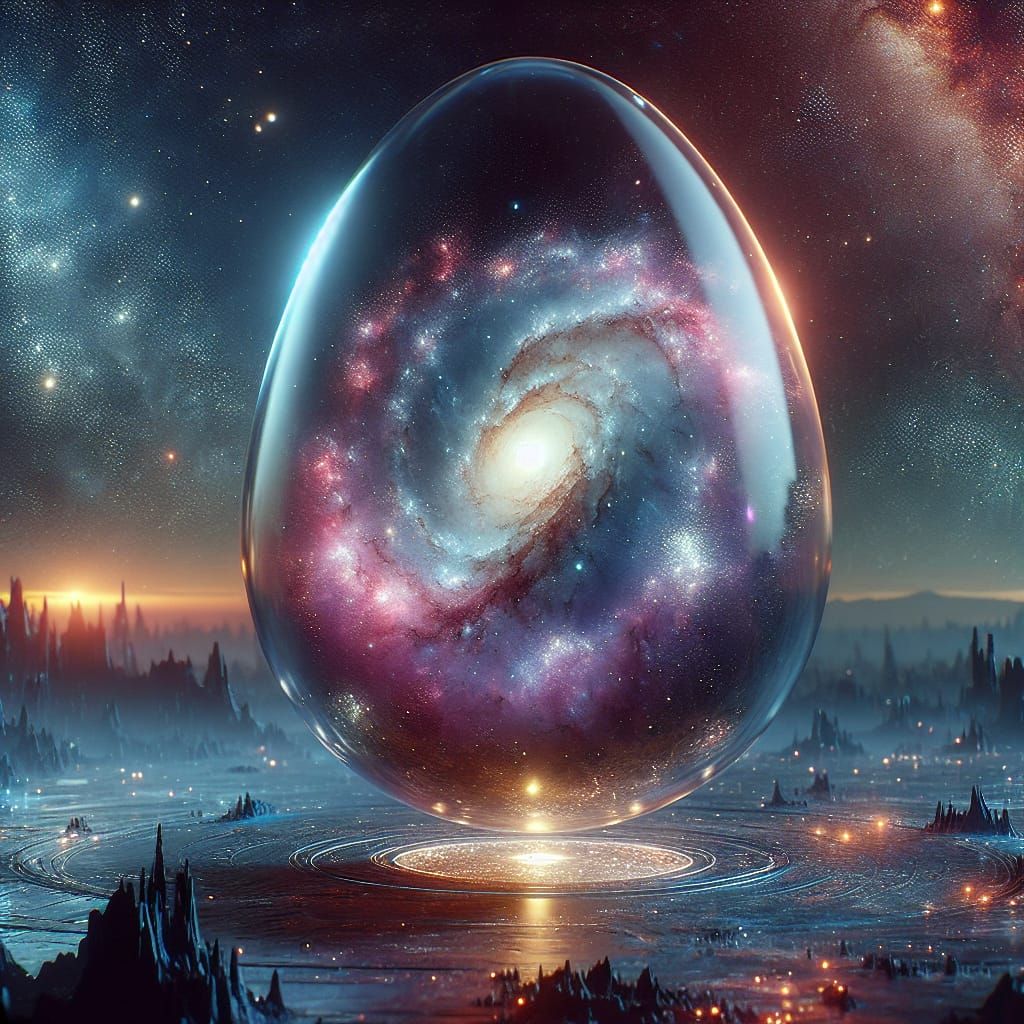 Galaxy in Glass Egg: A Matte Painting in 8k