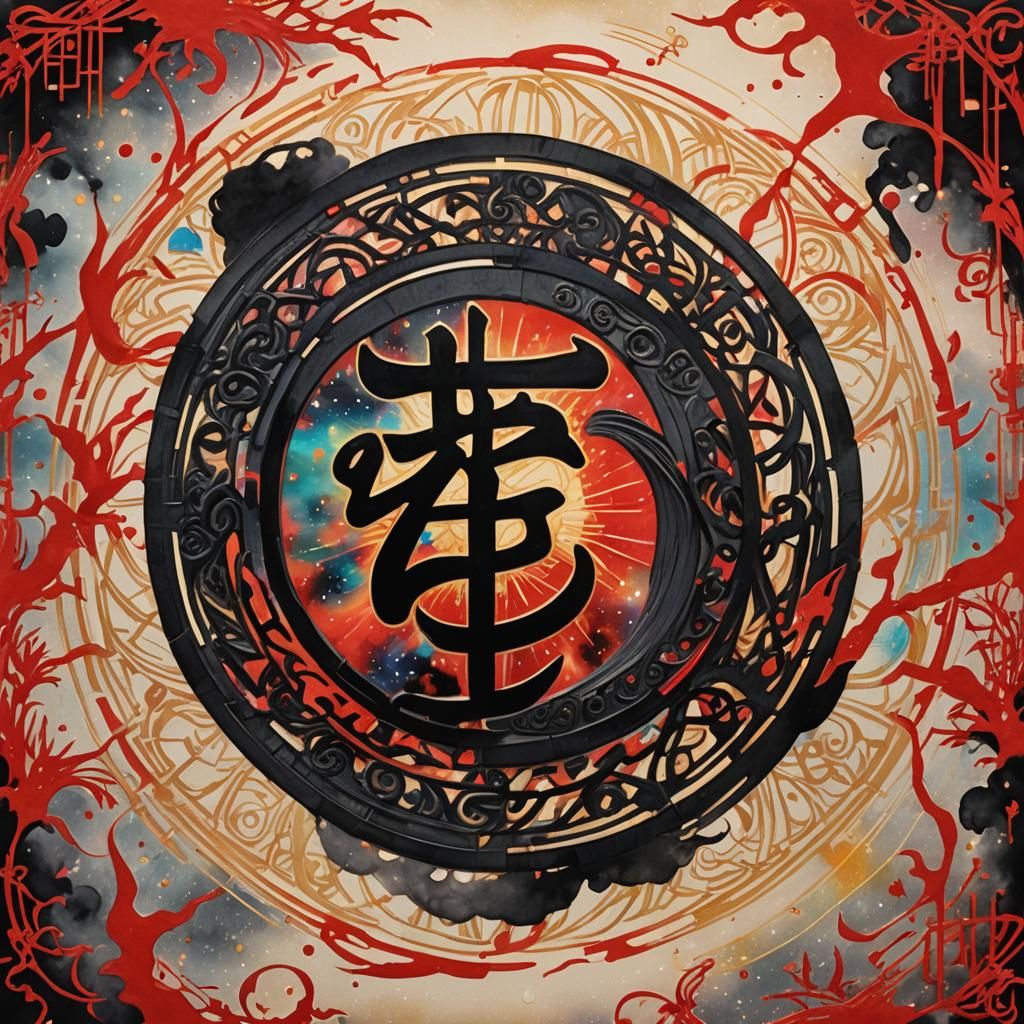 Celestial Vietnamese Calligraphy with Astral Hologram