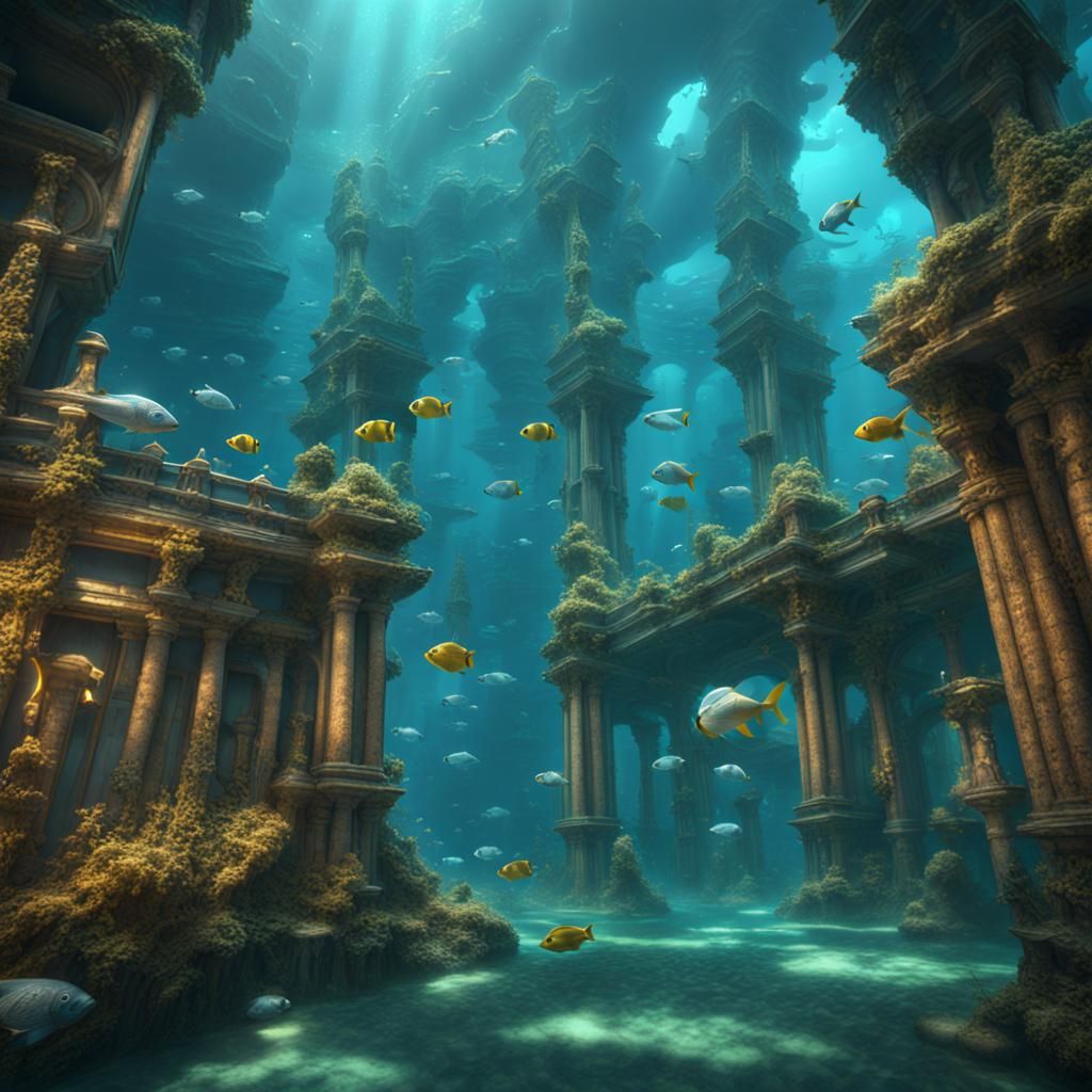 Atlantis: Detailed Matte Painting of Underwater City