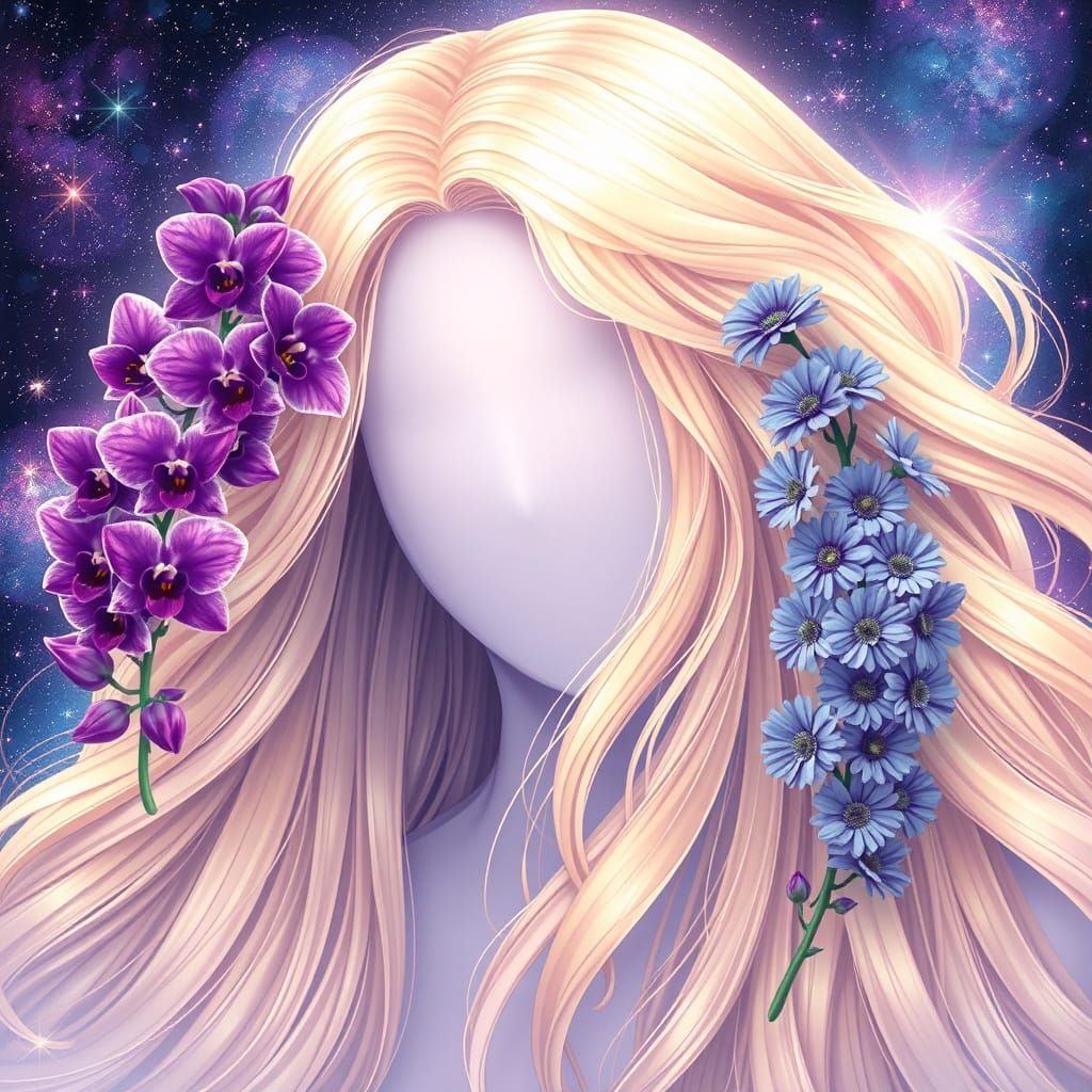 Cosmic Orchid and Daisy Wig: Holographic Astral Art