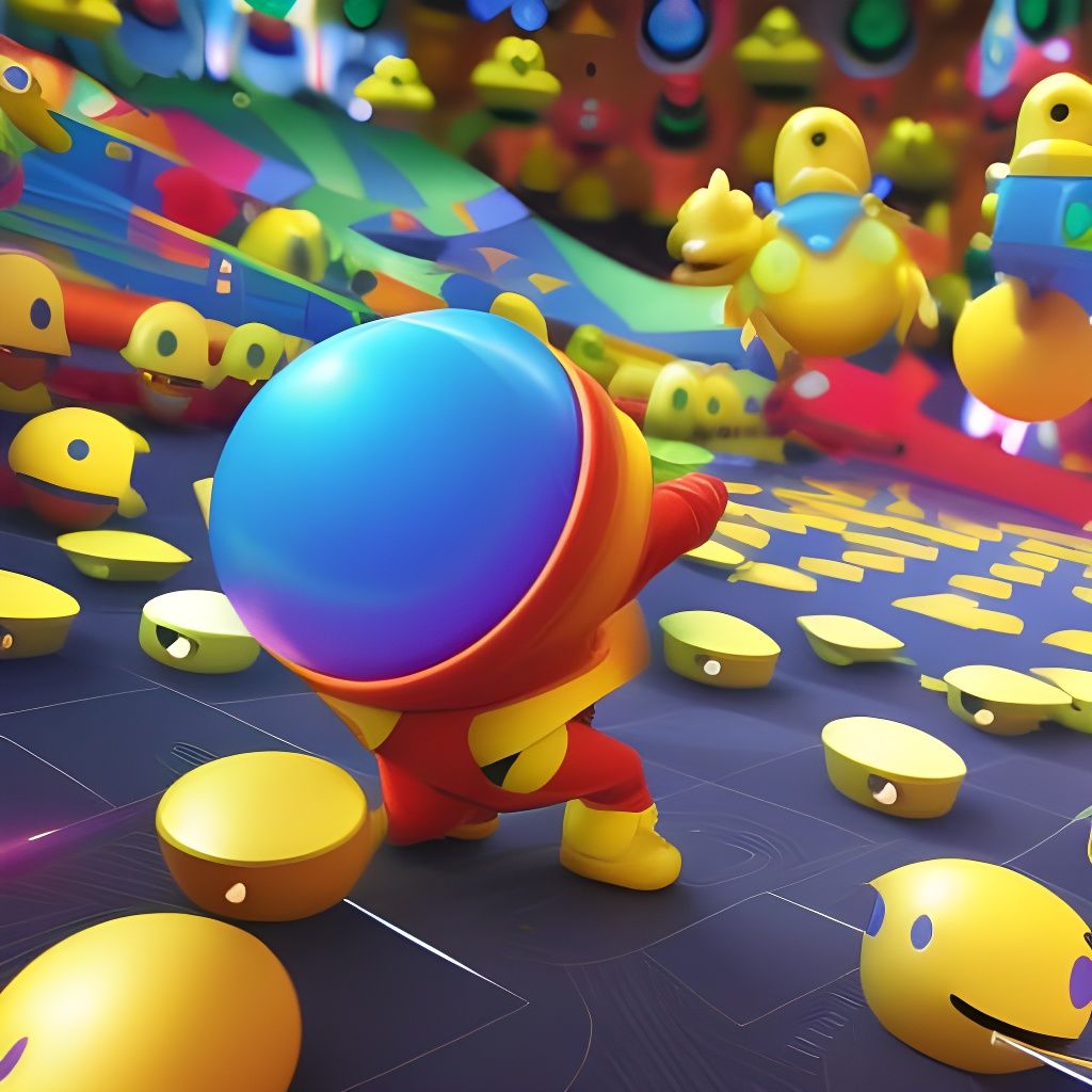 Chibi Ms. Pac-Man in Labyrinth: 3D CGI Art
