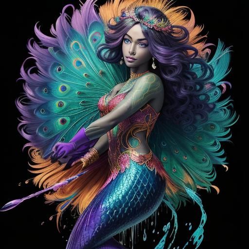 Vibrant Mermaid in Comic Book Art Style