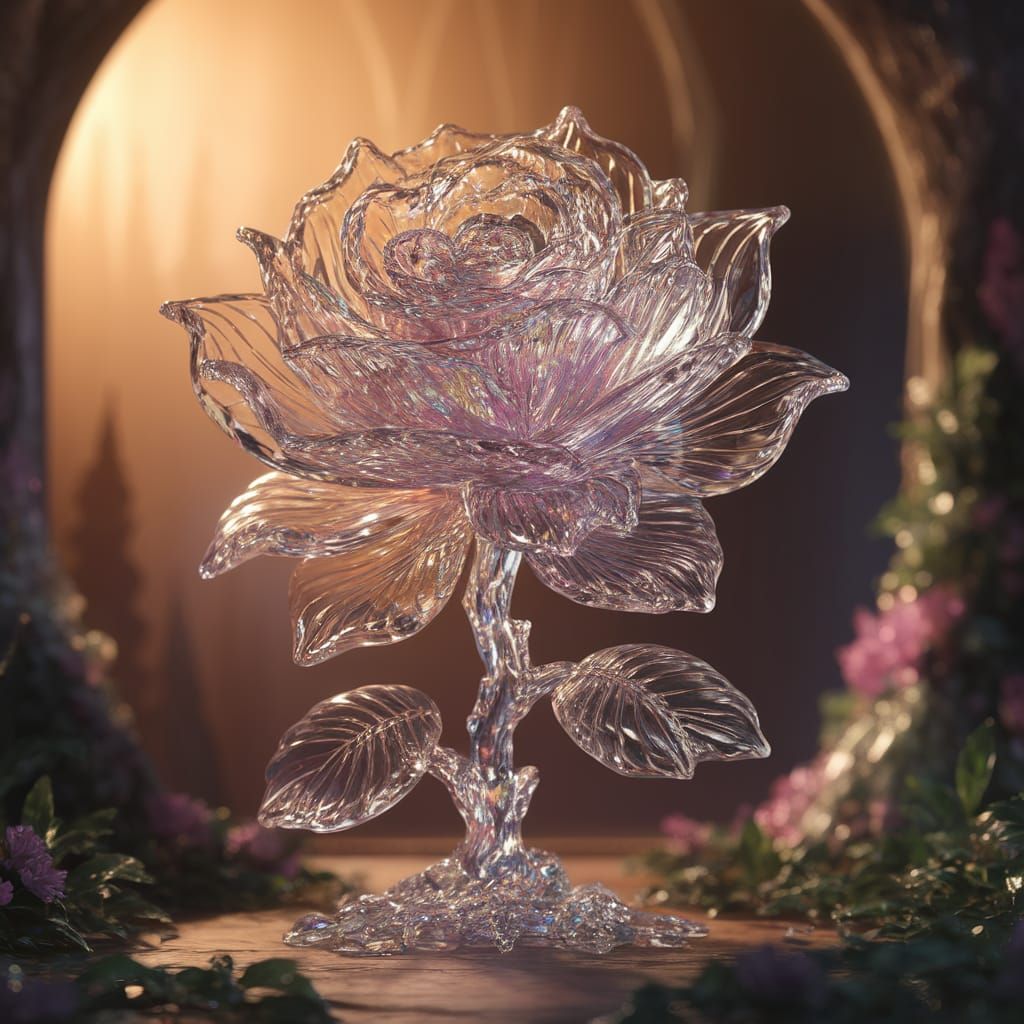 Ethereal Crystal Rose in Enchanted Garden