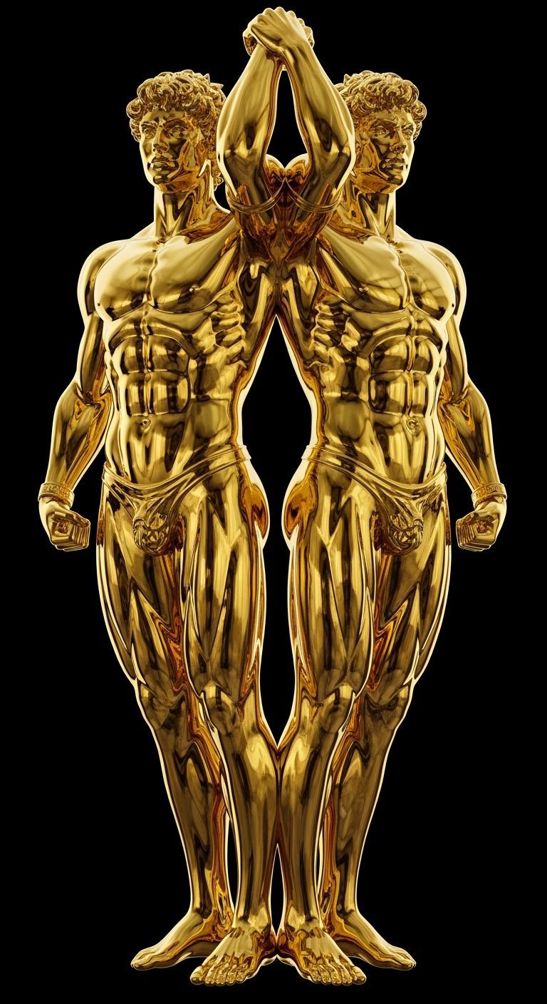 THE ZODIAC SYMBOLS: GEMINI AS A GOLD CAST STATUETTE