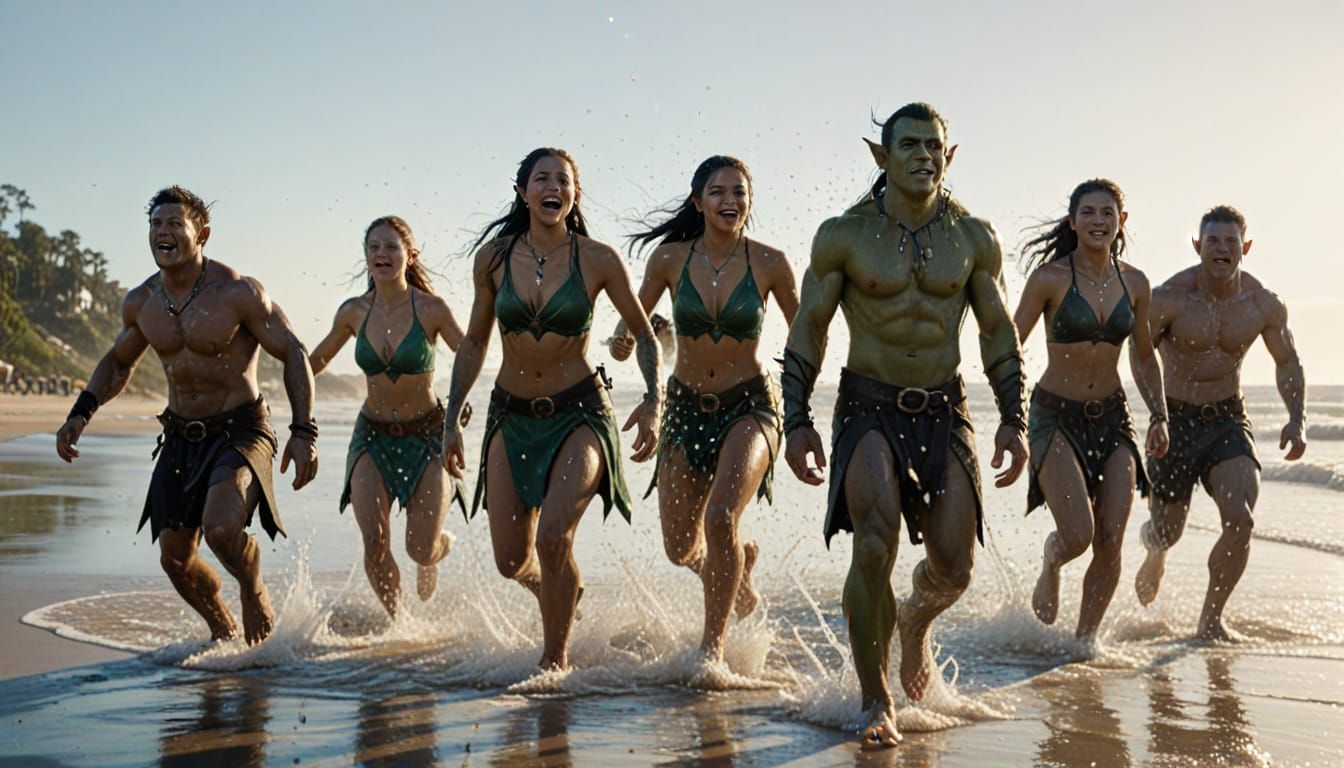 Beach Day: Elves, Humans, and Orcs in Hyper-Realism