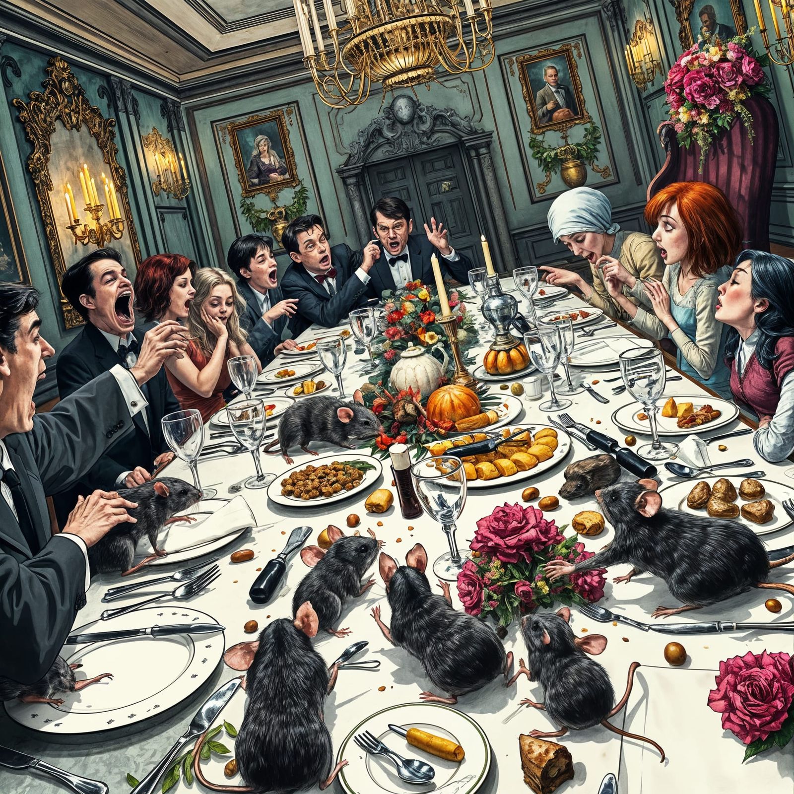 Dinner Party Panic: Mice Disrupt Elaborate Feast