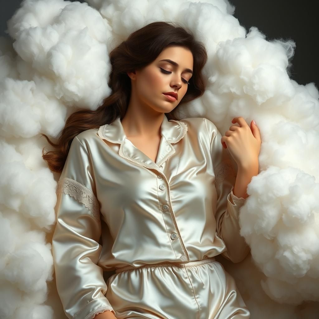 Dreamy Woman Sleeping in Cloud, Ethereal Art