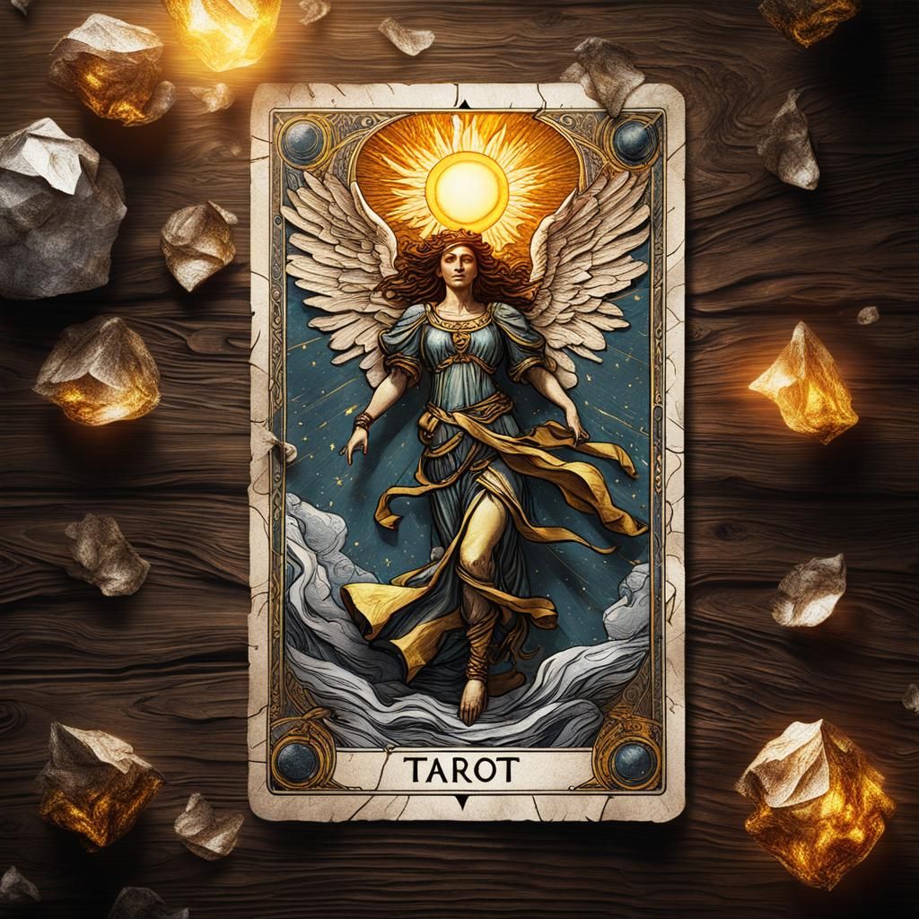 Sun Tarot Card with Dancing Angels