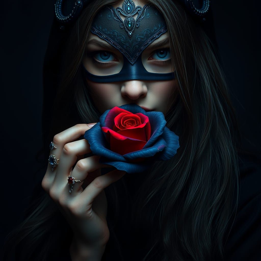 Mysterious Woman Creates Rose in the Dark