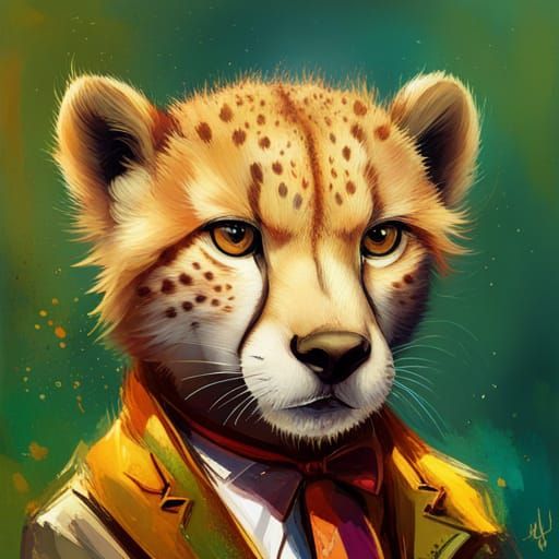 Elegant Cheetah Portrait in Hyperrealistic Style