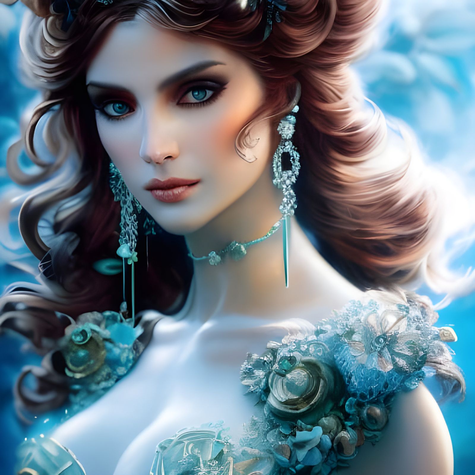 Hyperdetailed Aquamarine Scenic Image in Rococo Style