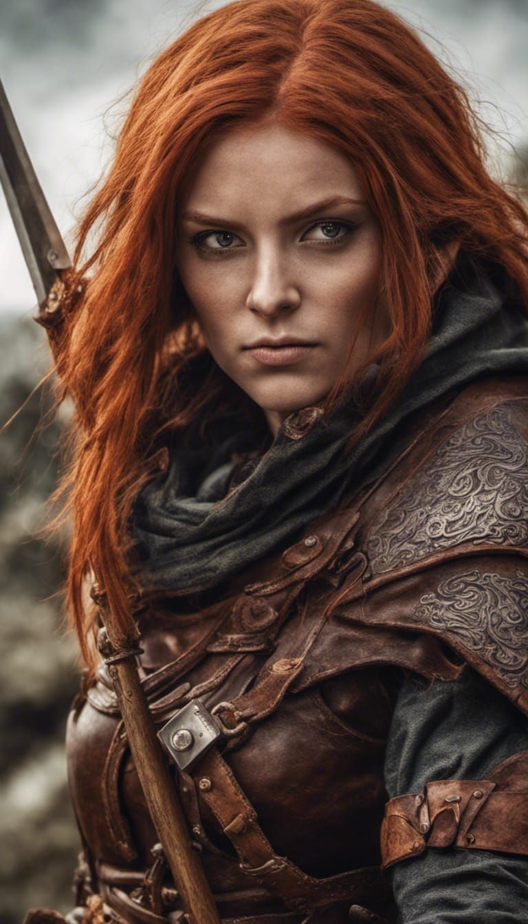 Female Halfling Rogue in Leather Armor, Hyperrealistic