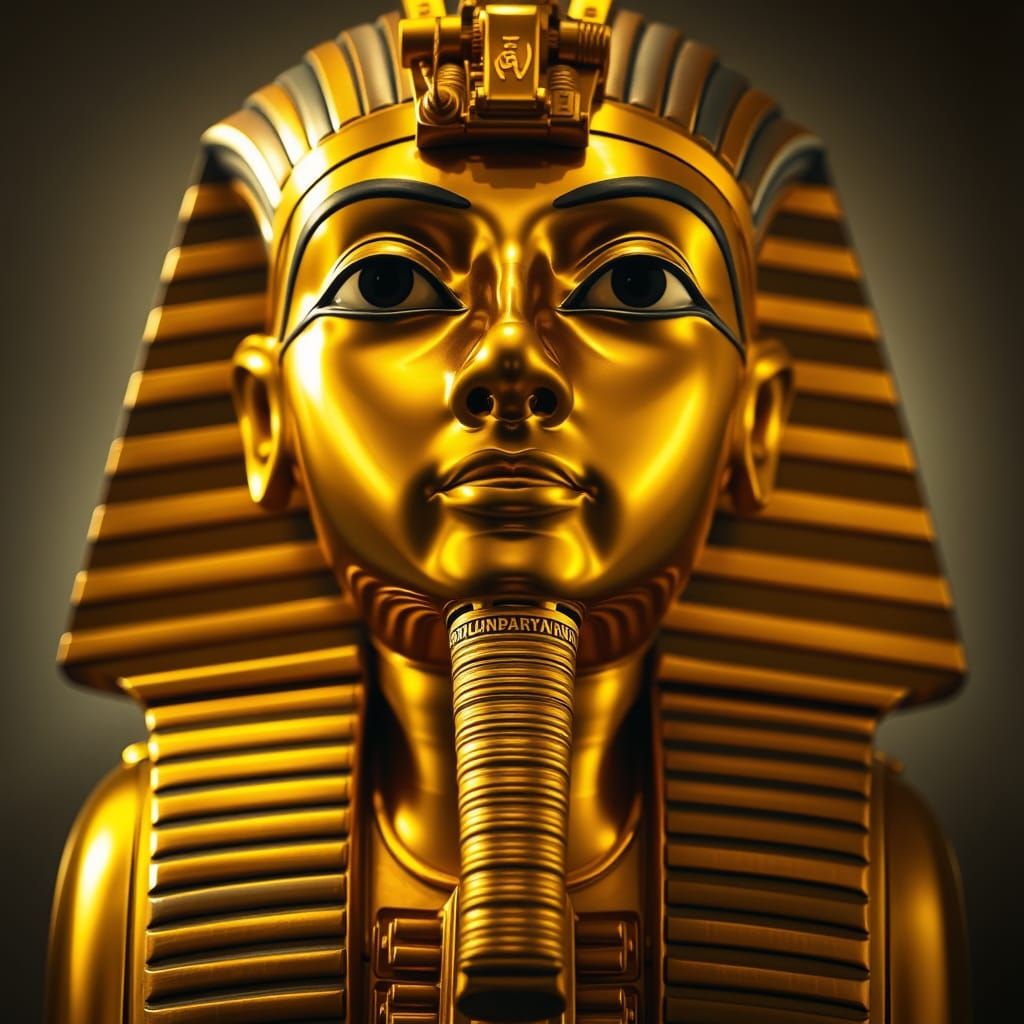 Ancient Egyptian Golden Sarcophagus in Warm Ambient Light