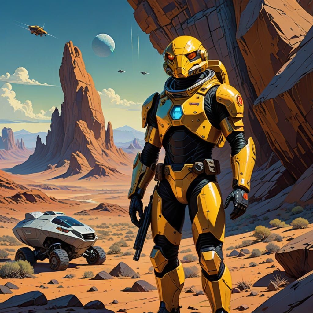 Heroic Space Explorer in Futuristic Armor, Inspired by Class...