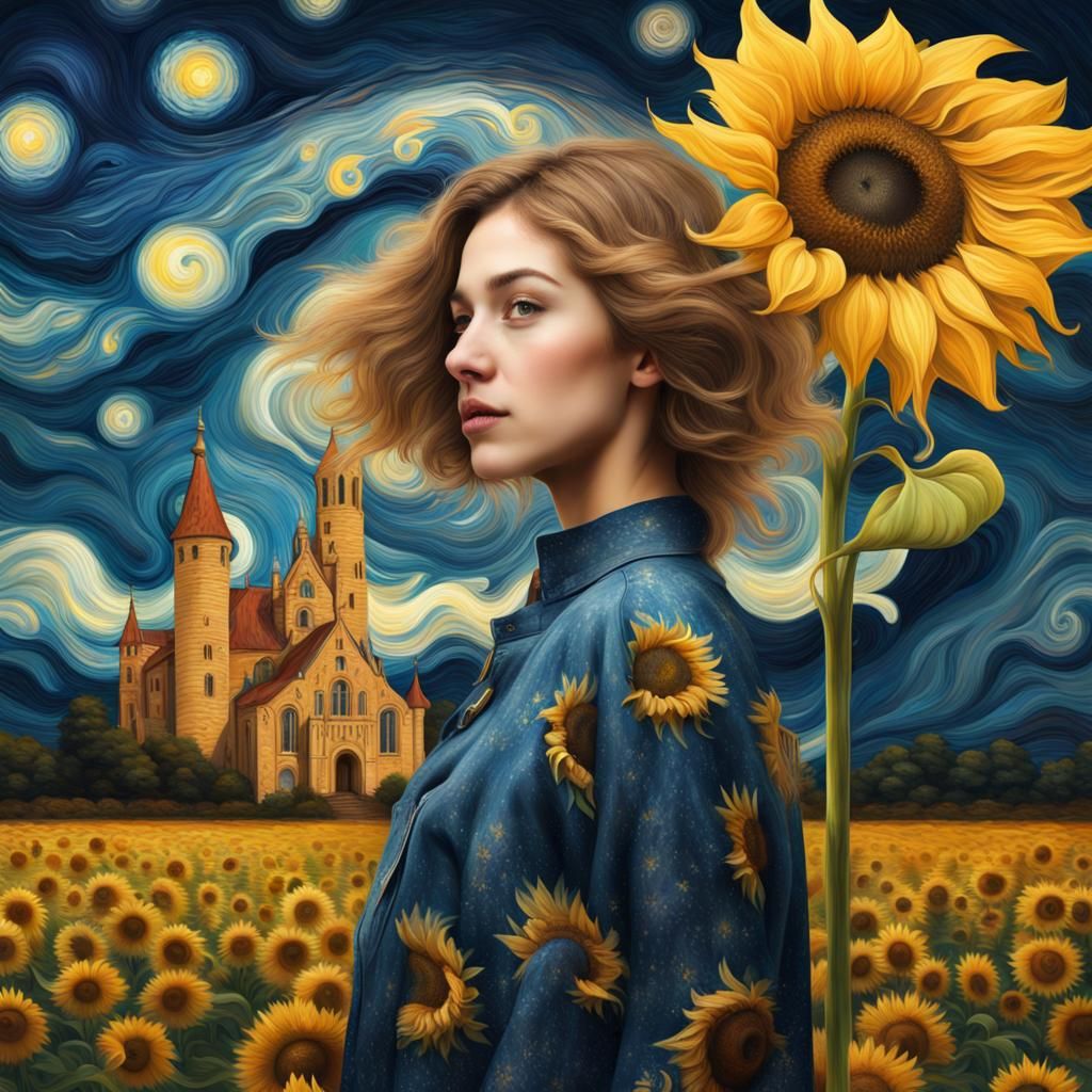 Dreamlike Cathedral Scene Inspired by Van Gogh