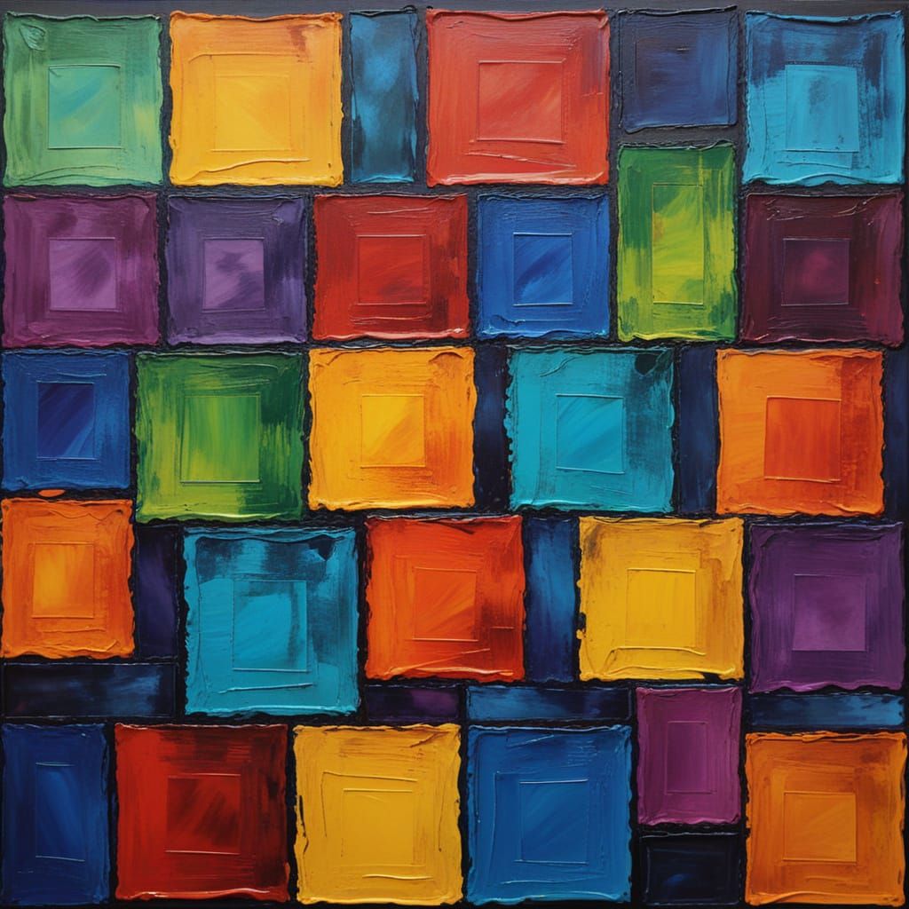 Vibrant Abstract Squares Painting