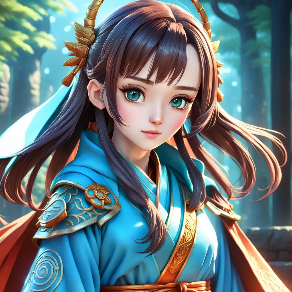 Anime Girl in Martial Robes, Ghibli Style