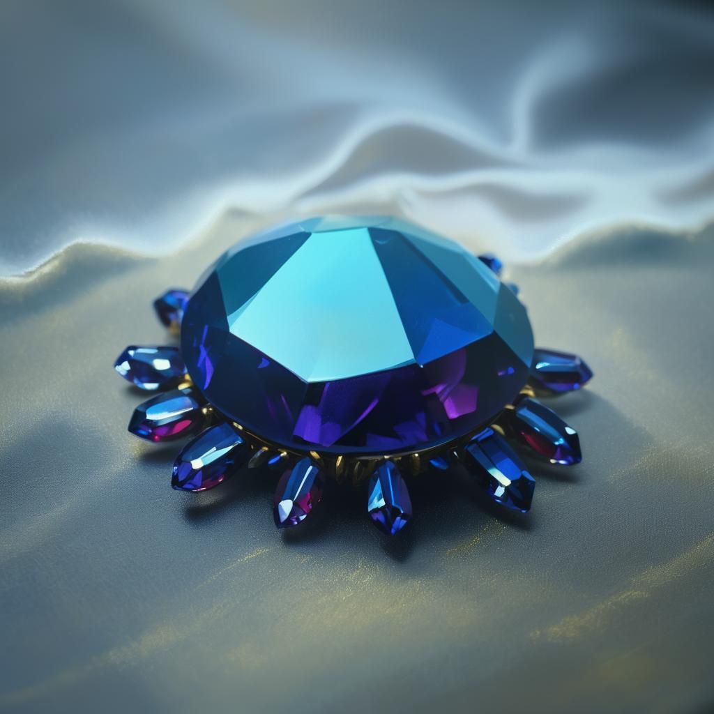 Glimmering Jewel on Velvet in Oil Painting Style