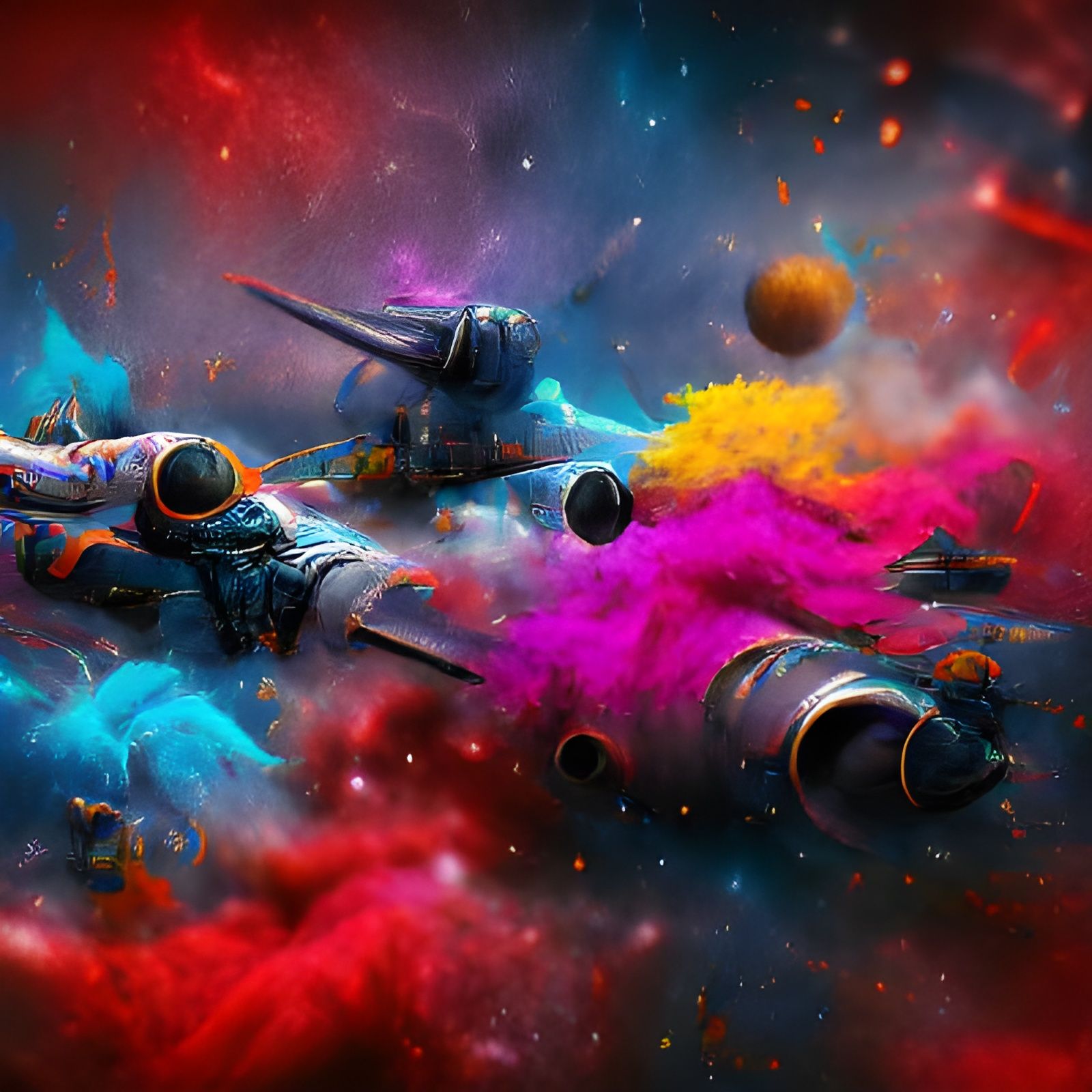 Colorful Space War Artwork in 8K Resolution