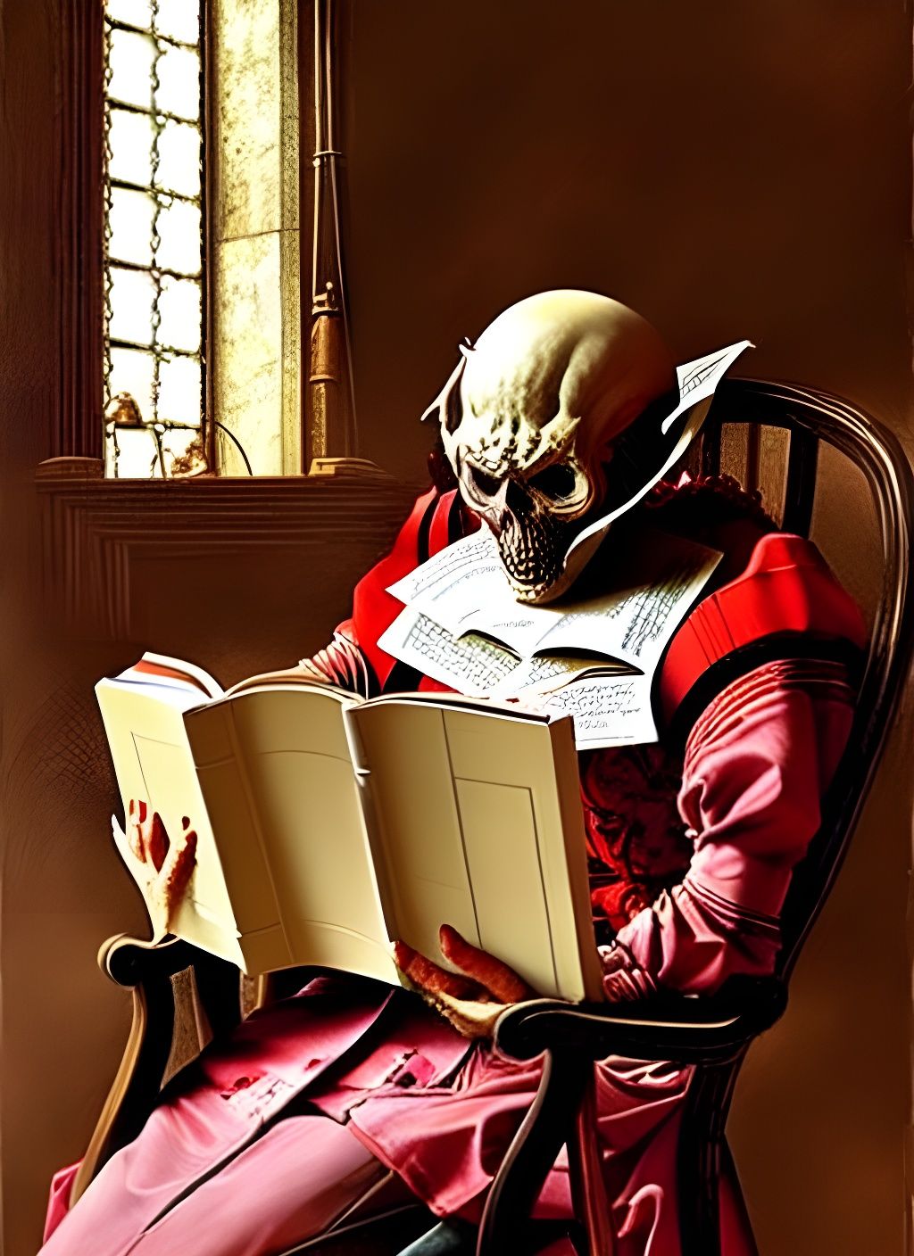 Otherworldly Being Reading Shakespeare with Shocked Expressi...