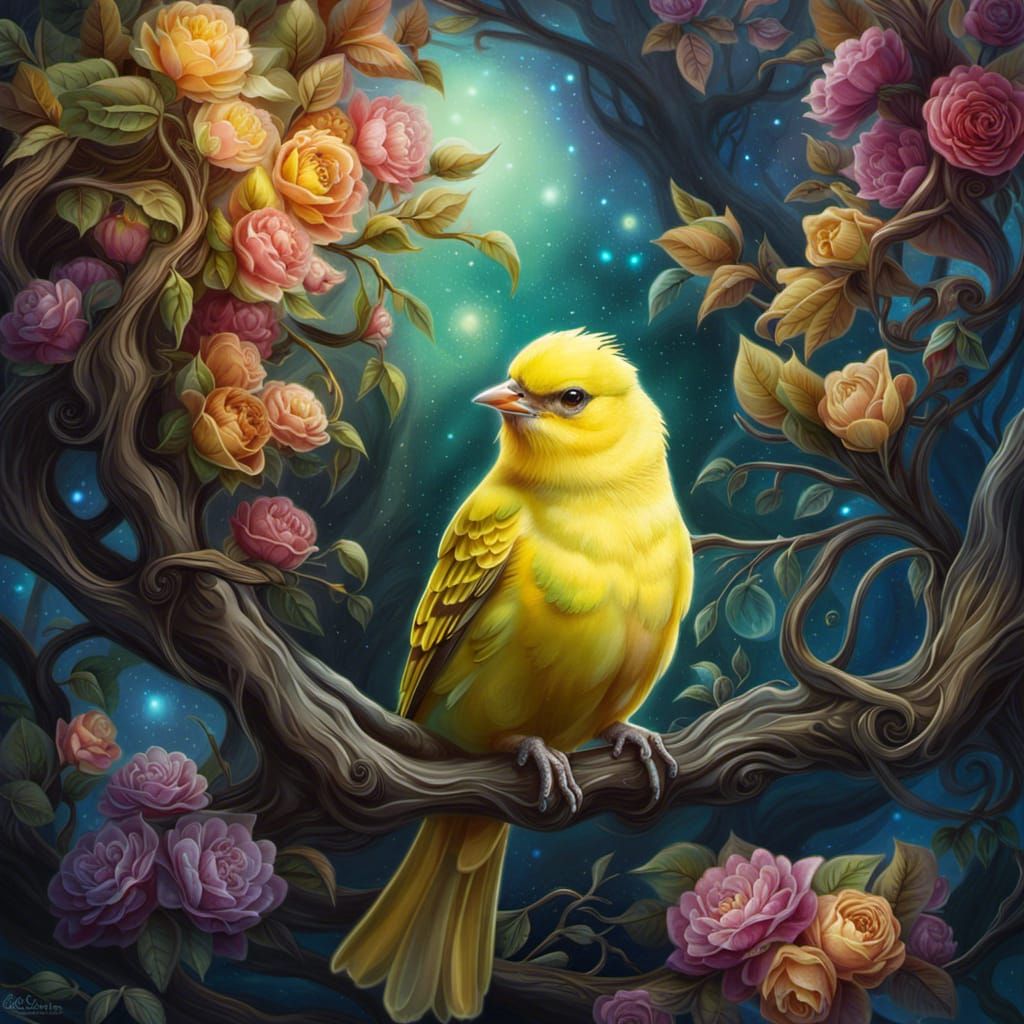 Detailed Canary Portrait in Colorful 3D Shading