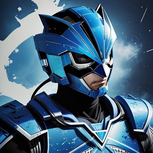 Old West Blue Power Ranger Double Exposure Portrait