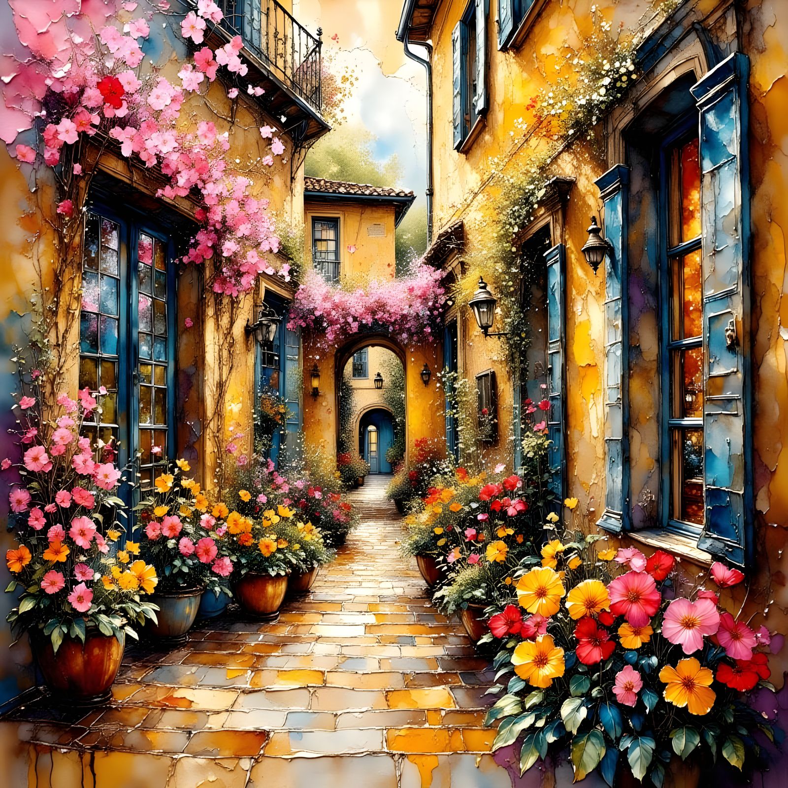 Maximalist Italian Courtyard in Abstract Collage