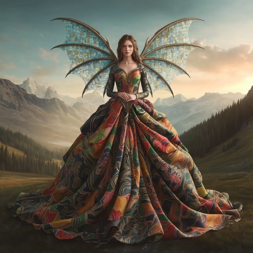 Ethereal Dragon Goddess in Gouache Style