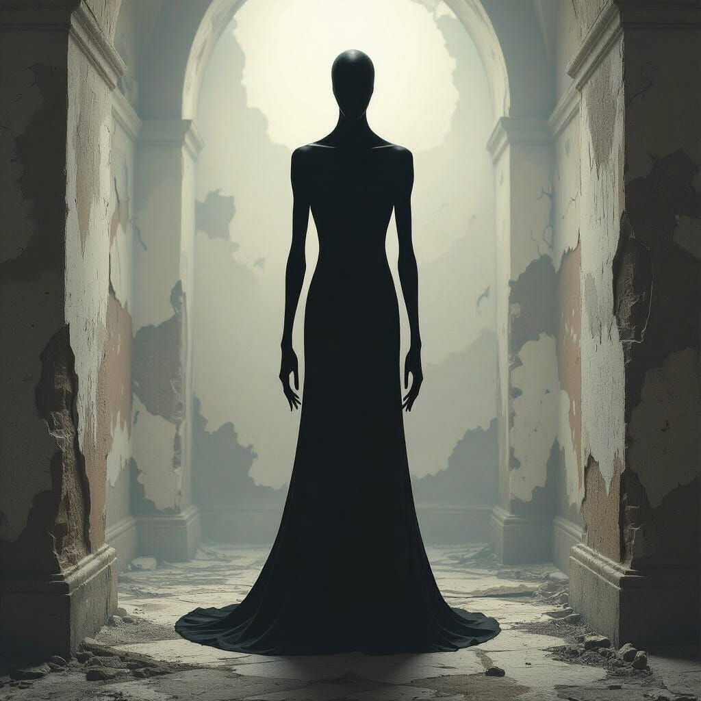 Gaunt Spectral Figure in Analog Horror Style